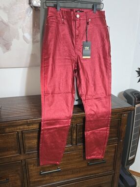 YMI Metallic Red High-Rise Skinny Jeans